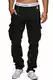 Indicode Herren William Cargohose aus Baumwolle m. 7 Taschen inkl. Gürtel   Lange Regular Fit Cargo Hose Baumwollhose Freizeithose Wanderhose Trekkinghose Outdoorhose für Männer Black M