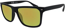 Sonnenbrille La Optica UV 400 Herren Männer Jugendliche Eckig - Einzelpack Gummiert Schwarz (Gläser: Rot verspiegelt)