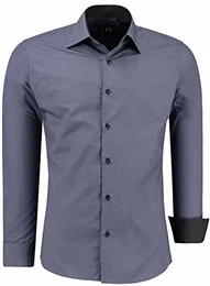 J''''S FASHION Herren-Hemd - Vergleichssieger 2019* - Slim-Fit - Langarm-Hemd - Bügelleicht - EU Größen: S bis 6XL - Anthrazit M
