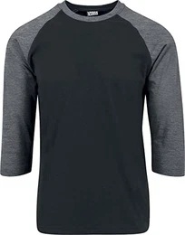 TB366 Herren 3/4 Sleeve Bekleidung T-Shirt, Blk/Cha, M