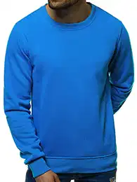 Herren Sweatshirt Pullover Langarm Farbvarianten Langarmshirt Pulli ohne Kapuze Baumwolle Baumwollemischung Classic Basic Rundhals-Ausschnitt Sport J. Style 2001-10 M BLAU