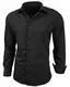 Baxboy Herren-Hemd Slim-Fit Bügelleicht Für Anzug, Business, Hochzeit, Freizeit - Langarm Hemden für Männer Langarmhemd R-44, Farbe:Schwarz, Größe:M
