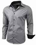 Baxboy Herren-Hemd Slim-Fit Bügelleicht Langarm R-44 Grau (R-44)