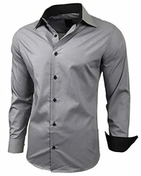 Baxboy Herren-Hemd Slim-Fit Bügelleicht Langarm R-44 Grau (R-44)