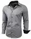 Baxboy Herren-Hemd Slim-Fit Bügelleicht Für Anzug, Business, Hochzeit, Freizeit - Langarm Hemden für Männer Langarmhemd R-44, Größe:M, Farbe:Grau