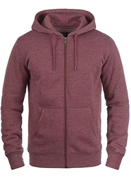 !Solid BertiZip Herren Sweatjacke Kapuzenjacke Hoodie Mit Kapuze Reißverschluss Und Fleece-Innenseite, Größe:M, Farbe:Wine Red Melange (8985)