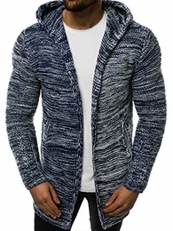 Herren Pullover Lange Strickjacke Kapuzenpullover Strickpullover Arbeitspullover Sweater Sweatshirt Kapuze Longstrickjacke Winterpullover Weinachtpullover Madmext 1734 M DUNKELBLAU