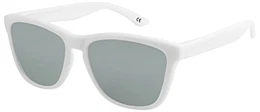 9-017 Nerd Sonnenbrillen polarisiert Style Stil Retro Vintage Retro Unisex Herren Damen Männer Frauen Brille - weiß matt/silber verspiegelt