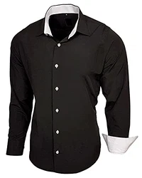 Baxboy Herren-Hemd Slim-Fit Bügelleicht Langarm R-44 Schwarz