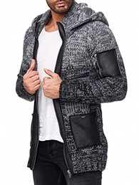 Red Bridge Herren Strickjacke Strickpullover Grobstrick Sweatshirt Kapuzenpullover Oversize (Anthrazit, S)