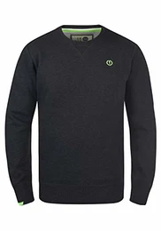 SDBenn Herren Sweatshirt Pullover Sweater mit Rundhals-Ausschnitt Rippbündchen Label-Details Baumwollmischung Regular fit, Größe:S, Farbe:Dark Grey Melange (8288)