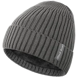 Wintermütze mit Fleecefutter, dicke Totenkopf-Mütze Gr. Einheitsgröße, Grau ohne Halswärmer