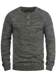 Danell Herren Strickpullover Feinstrick Pullover Mit Rundhals Und Knopfleiste, Größe:L, Farbe:Pewter Mix (70817)