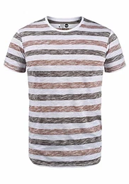 !Solid TET Herren T-Shirt Kurzarm Shirt Mit Streifen Und Rundhalsausschnitt, Größe:M, Farbe:Orange Rust (6104)