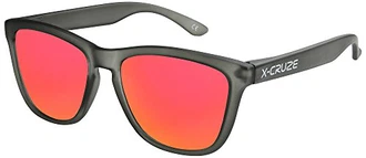 X-CRUZE Nerd Sonnenbrillen polarisiert Style Retro Vintage Unisex (9-002) schwarz-transparent/rot-orange X-CRUZE Nerd Sonnenbrillen polarisiert Style Retro Vintage Unisex (9-002) schwarz-transparent/rot-orange