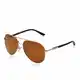 LUENX Herren Sonnenbrille Polarisiert mit Etui - UV 400 Schutz Braun Linse Gold Rahmen 60mm
