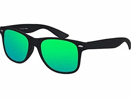 Sonnenbrille UV400 CAT 3 CE Rubber - mit Federscharnier für Damen & Herren (schwarz - grün)