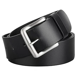 Ledergürtel von MACOSTA, Freizeit und Business Gürtel aus echtem Leder, 40mm breit (95 cm, Schwarz Modell BasicI)