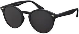 Sonnenbrille Herren Polarisiert Damen La Optica UV400 CAT 3 Retro Vintage Hippie Rund Round - Gummiert Schwarz (Polarisierte Gläser)