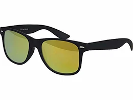 Sonnenbrille UV400 CAT 3 CE Rubber - mit Federscharnier für Damen & Herren (schwarz - gelb)