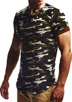 Leif Nelson Herren Sommer T-Shirt Rundhals-Ausschnitt Slim Fit Crew Neck Hoodie-Sweatshirt LN6324 Camouflage (LN6324)