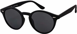 Sonnenbrille Herren Damen La Optica UV400 CAT 3 Retro Vintage Hippie Rund Round - Gummiert Schwarz (Grau)