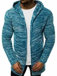 OZONEE Herren Pullover Lange Strickjacke Kapuzenpullover Strickpullover Arbeitspullover Sweater Sweatshirt (3501) Blau