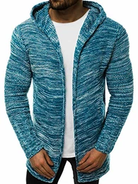 Herren Pullover Lange Strickjacke Kapuzenpullover Strickpullover Arbeitspullover Sweater Sweatshirt Madmext 1734 M BLAU