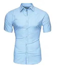 Herren Uni Kurzarm Hemd Hellblau (M)