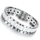 Cupimatch Herren Magnet Edelstahl Keramik Armband, 13mm breite Rechteck Link Handgelenk Magnetarmband Armreif, Weiss Silber
