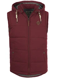 !Solid Dry Herren Steppweste Outdoor Weste Mit Kapuze Und Stehkragen Wine Red