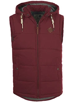 !Solid Dry Herren Steppweste Outdoor Weste Mit Kapuze Und Stehkragen Wine Red