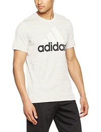 Herren Essentials Linear T-Shirt, White Melange, M