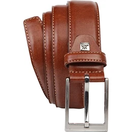 Leder-Gürtel Herren 35 mm breit, Gürtel Herren Vollledergürtel, cognac/grau/weiss, Größe/Size:100, Farbe/Color:braun
