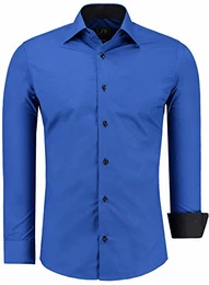 J''''S FASHION Herren-Hemd - Vergleichssieger 2019* - Slim-Fit - Langarm-Hemd - Bügelleicht - EU Größen: S bis 6XL - Royalblau M