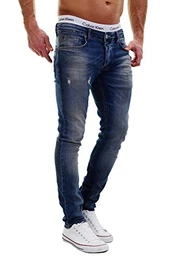 Jeans Herren Used-Look Destroyed Neu Blau Hose Chino Pants Slim J2023 30W x 30L Blau
