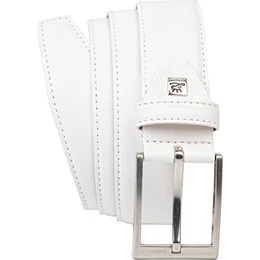 Leder-Gürtel Herren 35 mm breit, Gürtel Herren Vollledergürtel, cognac/grau/weiss, Größe/Size:95, Farbe/Color:weiss