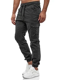 Herren Cargo Chino Regular Fit Jogger Cargo harrem Chino Jeans Hose 16610, M, Anthrazit