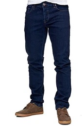 Reslad Jeans-Herren Slim Fit Basic Style Stretch-Denim Jeans-Hose RS-2063 Dunkelblau W32 / L30