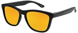 9-011 Nerd Sonnenbrillen polarisiert Style Stil Retro Vintage Retro Unisex Herren Damen Männer Frauen - schwarz matt/orange verspiegelt