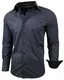 Baxboy Herren-Hemd Slim-Fit Bügelleicht Für Anzug, Business, Hochzeit, Freizeit - Langarm Hemden für Männer Langarmhemd R-44, Farbe:Anthrazit, Größe:M