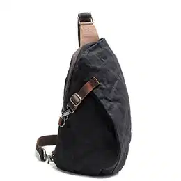 Wasserdicht Schulterrucksack aus Canvas Vintage Unisex Herren Klein Sling Rucksack Schultertasche Umhängetasche Outdoor Sport Freizeit (Schwarz)