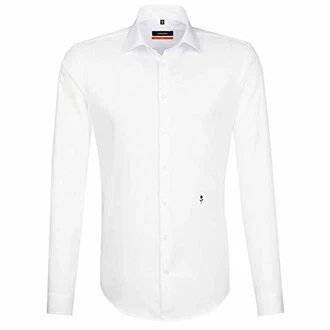 Seidensticker Herren Business Hemd Slim Fit Kent-Kragen Weiß