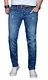 A. Salvarini Designer Herren Jeans Hose Basic Stretch Jeanshose Regular Slim [AS033 - Blau - Used - W31 L30]