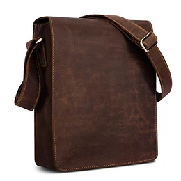 Kattee Vintage Büffelleder Flapover Laptoptasche Messenger Schultertasche