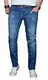 A. Salvarini Designer Herren Jeans Hose Basic Stretch Jeanshose Regular Slim [AS033 - Blau - Used - W30 L32]