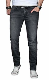 A. Salvarini Designer Herren Jeans Hose Basic Stretch Jeanshose Regular Slim [AS030 - Dunkelgrau - W32 L32]