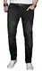 A. Salvarini Designer Herren Jeans Hose Basic Stretch Jeanshose Regular Slim [AS027 - Schwarz - Washed - W32 L32]