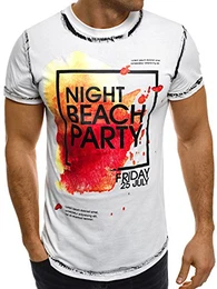 Herren T-Shirt mit Motiv Kurzarm Rundhals Figurbetont J.Style SS024 WEIß M