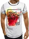OZONEE Herren T-Shirt mit Motiv Kurzarm Rundhals Figurbetont J.Style SS024 WEIß M